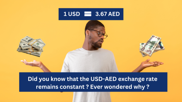 Why does the USD-AED exchange rate remain constant at 1 USD to 3.67 AED?